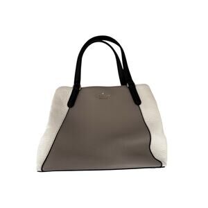 Kate Spade 3 Compartment Satchel Gray Cream Color Block Handbag Purse Crossbody